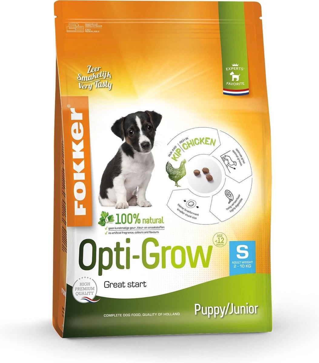 Fokker Dog Opti-Grow S Kip - Hondenvoer - 2.5 Kg 1 Fokker Dog Opti-Grow S Kip - Hondenvoer - 2.5 Kg