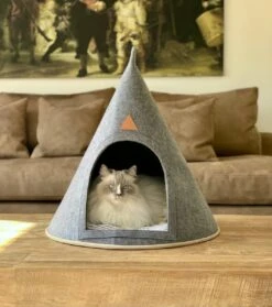 Grey Cat® - Kattenmand - Tipi Kattentent + Kussen - Vilt – Donkergrijs - Ø 57 Cm X 60 Cm -Hondenbenodigdheden Winkel 1063x1200 1