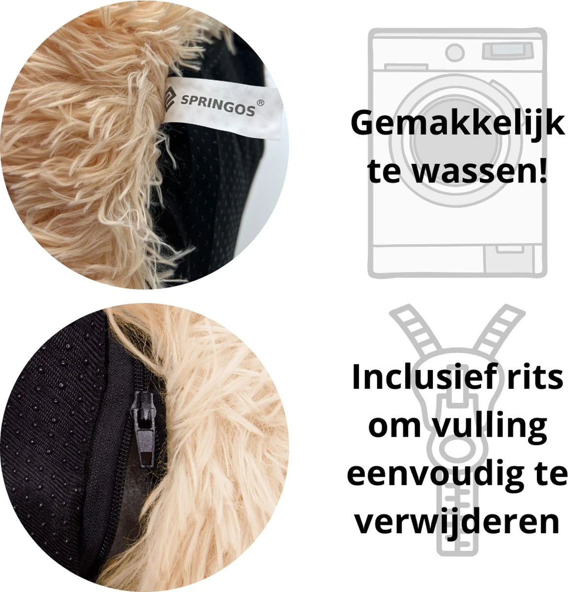 Springos Hondenmand | Superzacht En Luxe | Wasbaar | Donut | Fluffy | Hondenkussen |40 CM | Ecru 2 Springos Hondenmand | Superzacht En Luxe | Wasbaar | Donut | Fluffy | Hondenkussen |40 CM | Ecru - Afbeelding 2