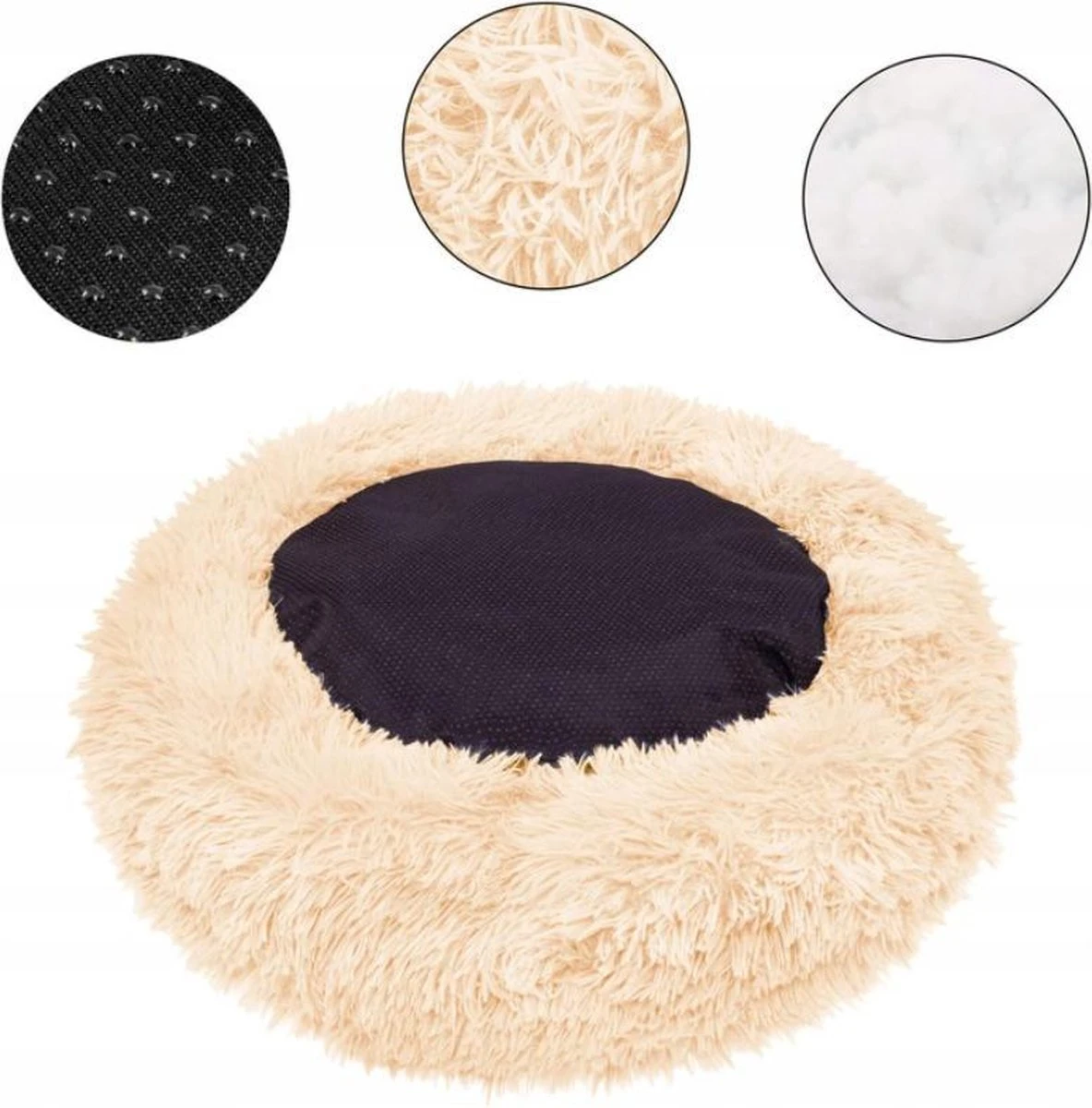 Springos Hondenmand | Superzacht En Luxe | Wasbaar | Donut | Fluffy | Hondenkussen |40 CM | Ecru 3 Springos Hondenmand | Superzacht En Luxe | Wasbaar | Donut | Fluffy | Hondenkussen |40 CM | Ecru - Afbeelding 3