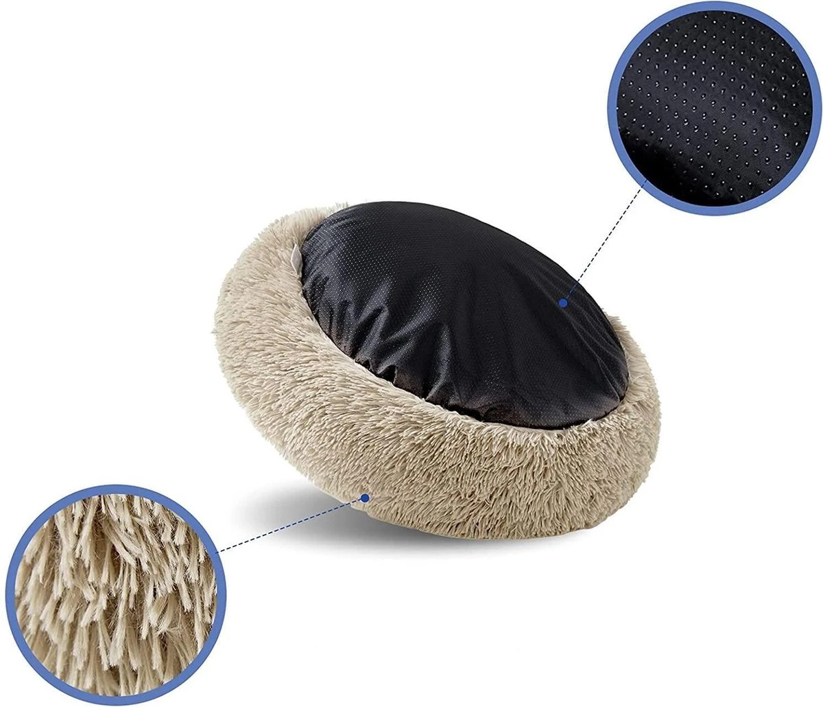 Behave Donut Hondenmand - Hondenkussen - Hondenbed - Kattenmand - Fluffy - Donut - 50cm - Beige 3 Behave Donut Hondenmand - Hondenkussen - Hondenbed - Kattenmand - Fluffy - Donut - 50cm - Beige - Afbeelding 3
