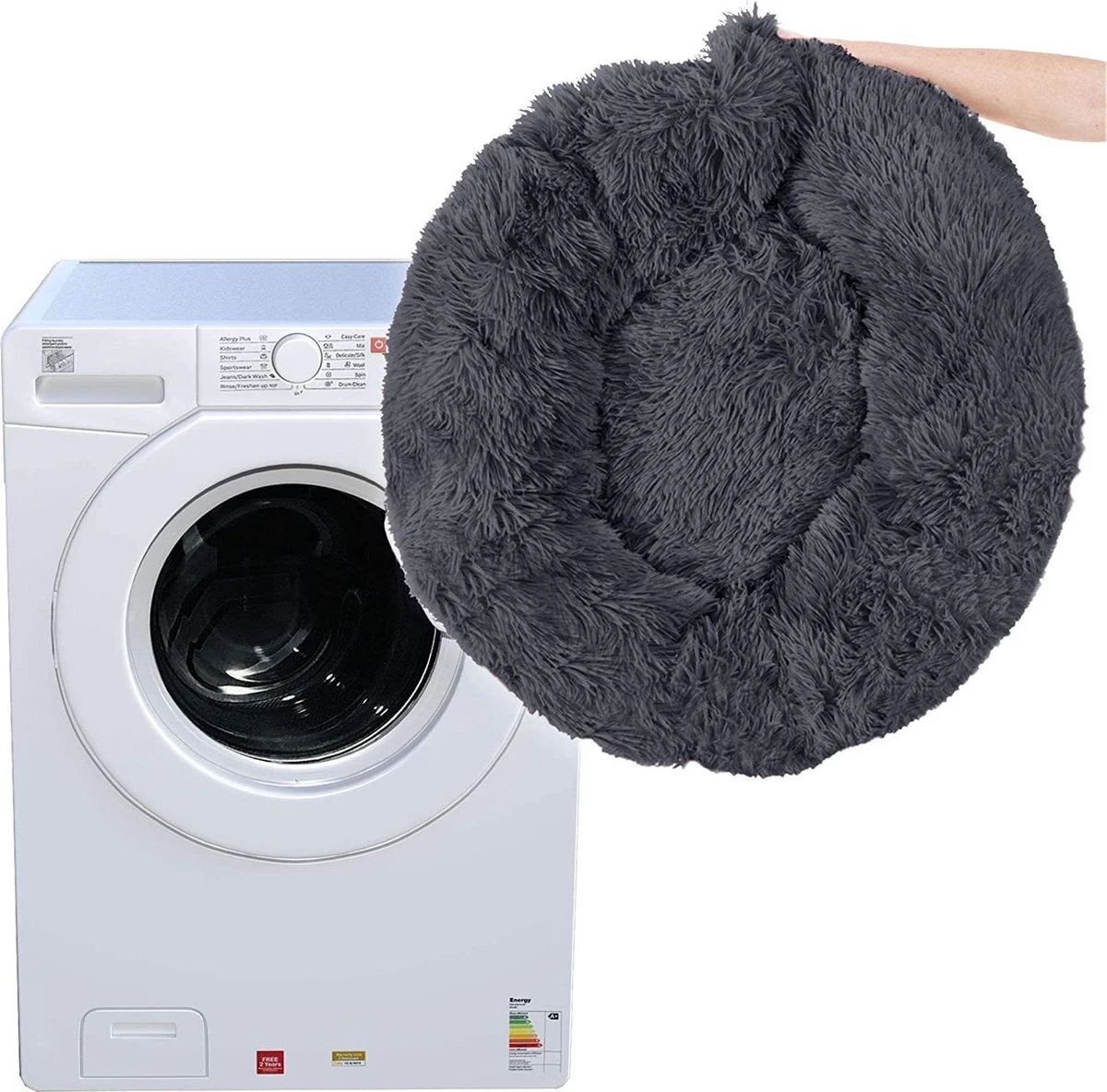 Springos Hondenmand | Superzacht En Luxe | Wasbaar | Donut | Fluffy | Hondenkussen | 50cm | Grijs 2 Springos Hondenmand | Superzacht En Luxe | Wasbaar | Donut | Fluffy | Hondenkussen | 50cm | Grijs - Afbeelding 2