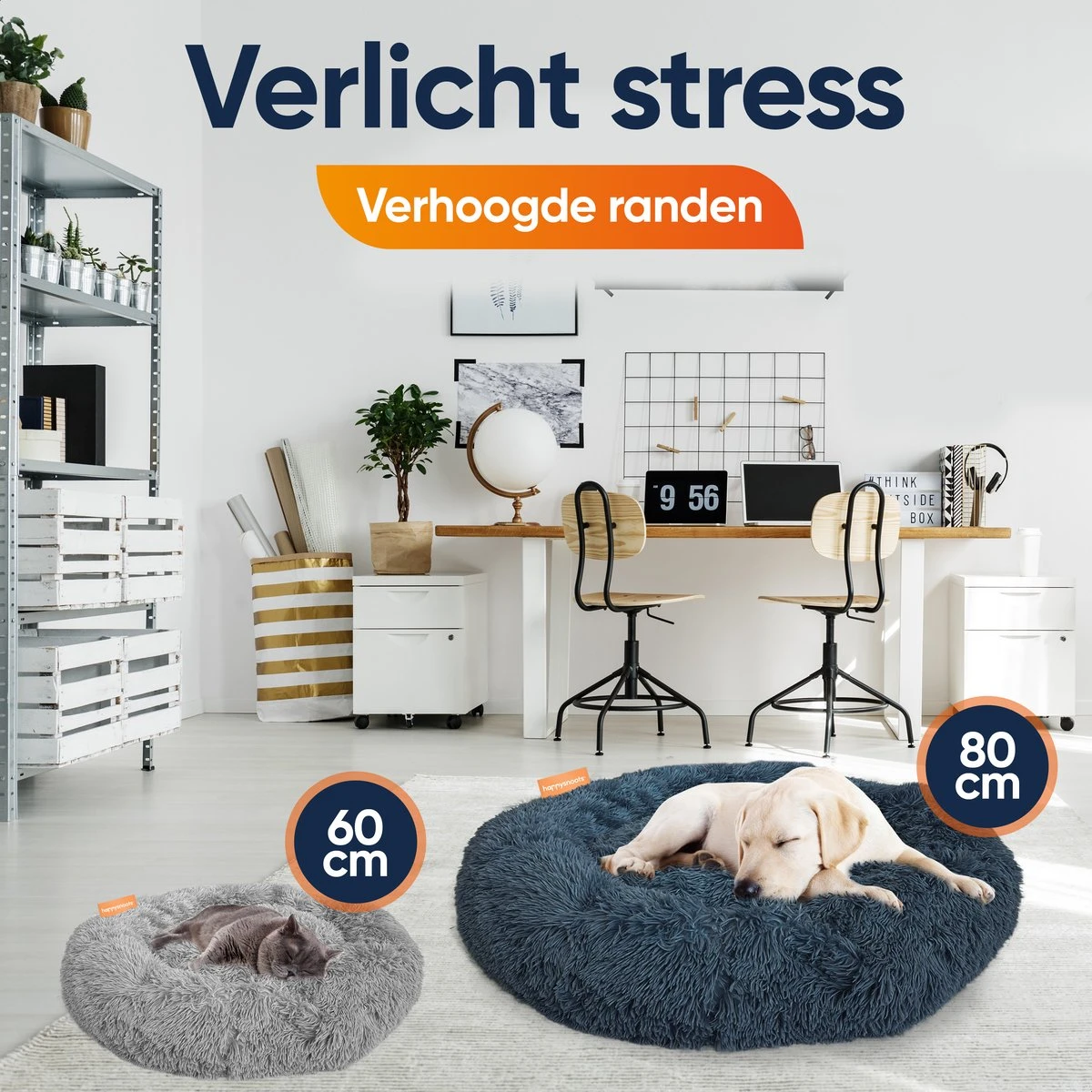 Happysnoots Hondenmand Met Rits - 80cm - Hondenbed - Donut Dog Bed - Fluffy - Grijs - Wasbaar 3 Happysnoots Hondenmand Met Rits - 80cm - Hondenbed - Donut Dog Bed - Fluffy - Grijs - Wasbaar - Afbeelding 3