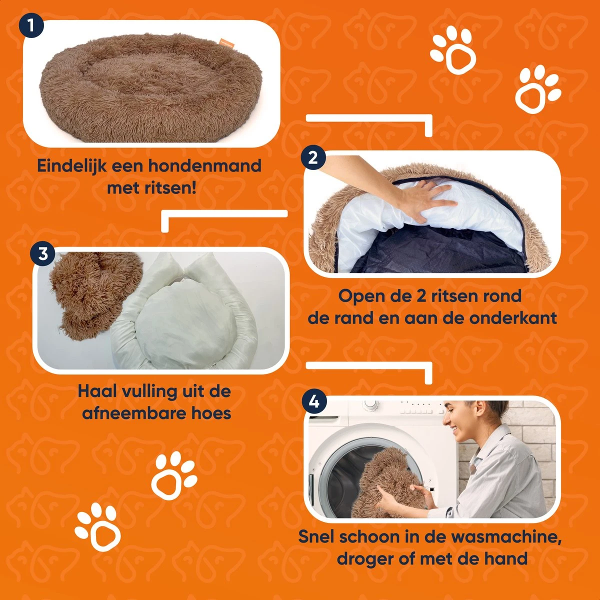 Happysnoots Hondenmand Met Rits - 80cm - Hondenbed - Donut Dog Bed - Fluffy - Grijs - Wasbaar 12 Happysnoots Hondenmand Met Rits - 80cm - Hondenbed - Donut Dog Bed - Fluffy - Grijs - Wasbaar - Afbeelding 12