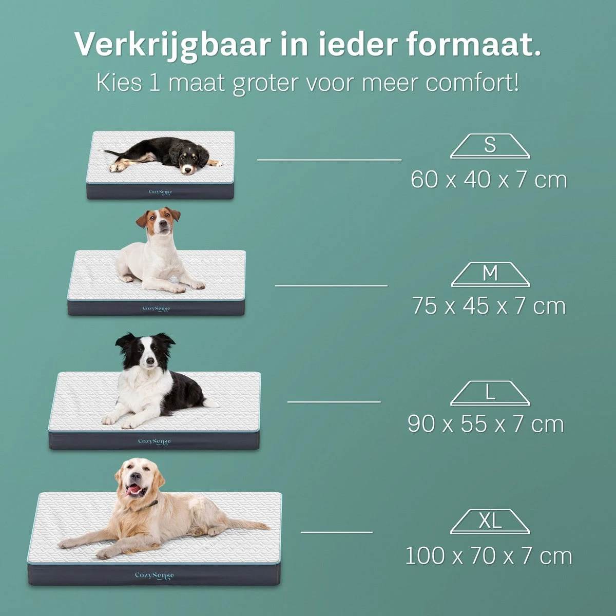 CozySense® - Orthopedisch Hondenkussen - Hondenkussen 75 X 45 Cm - Ook Geschikt Als Benchkussen & Hondenbed - Hondenkussen Bank - Traagschuim - Waterdicht - Wasbare Hoes - Maat M 2 CozySense® - Orthopedisch Hondenkussen - Hondenkussen 75 X 45 Cm - Ook Geschikt Als Benchkussen & Hondenbed - Hondenkussen Bank - Traagschuim - Waterdicht - Wasbare Hoes - Maat M - Afbeelding 2