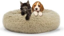 Behave Donut Hondenmand - Hondenkussen - Hondenbed - Kattenmand - Fluffy - Donut - 50cm - Beige