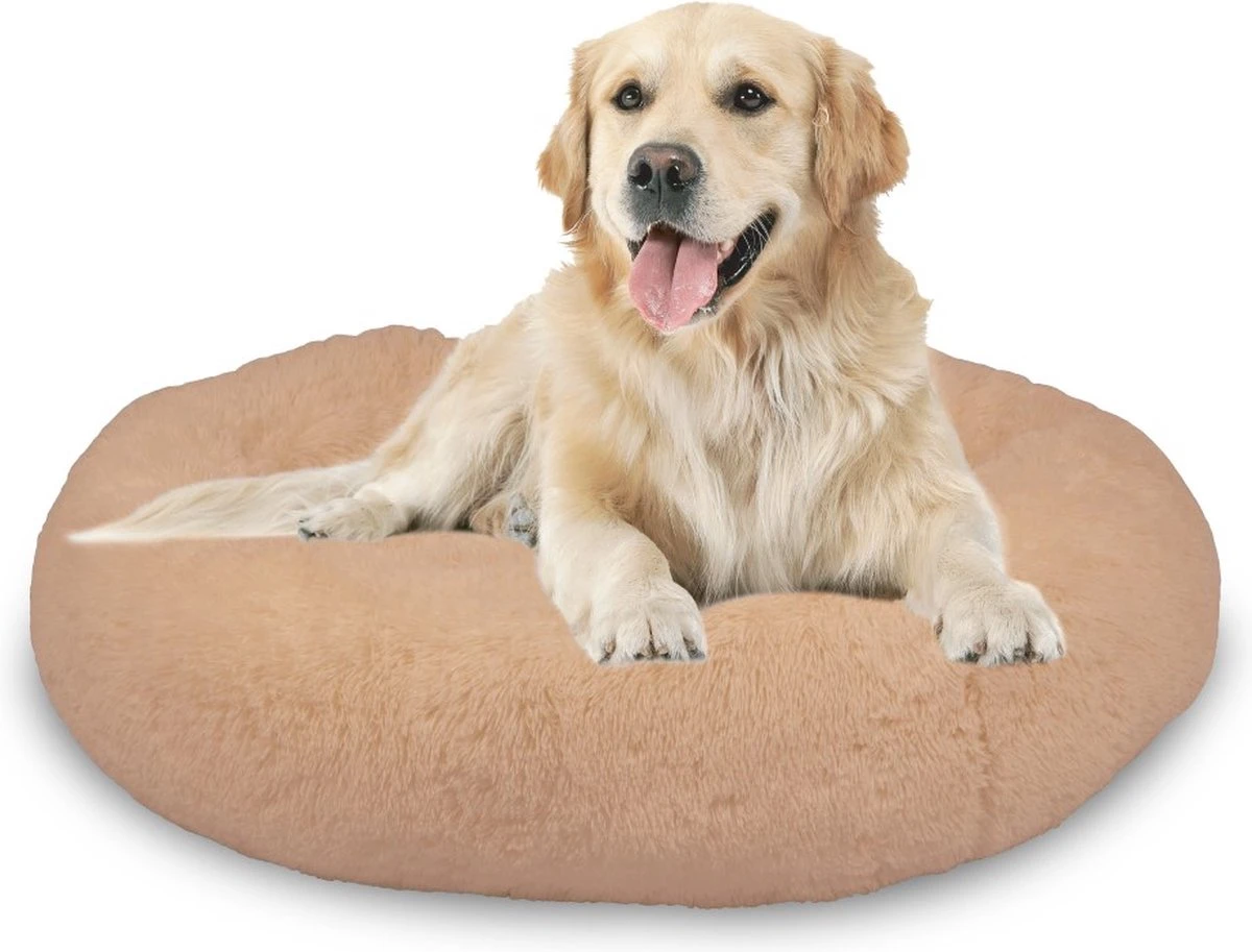 Peaceful Pooch L - Pluizig Hondenbed - 94cm Diameter - Opvouwbaar - In Verschillende Maten. Kattenbed - Wasbaar - Uitneembare Vulling - Ontspant Gewrichten En Spieren - Anti-slip Noppenbodem