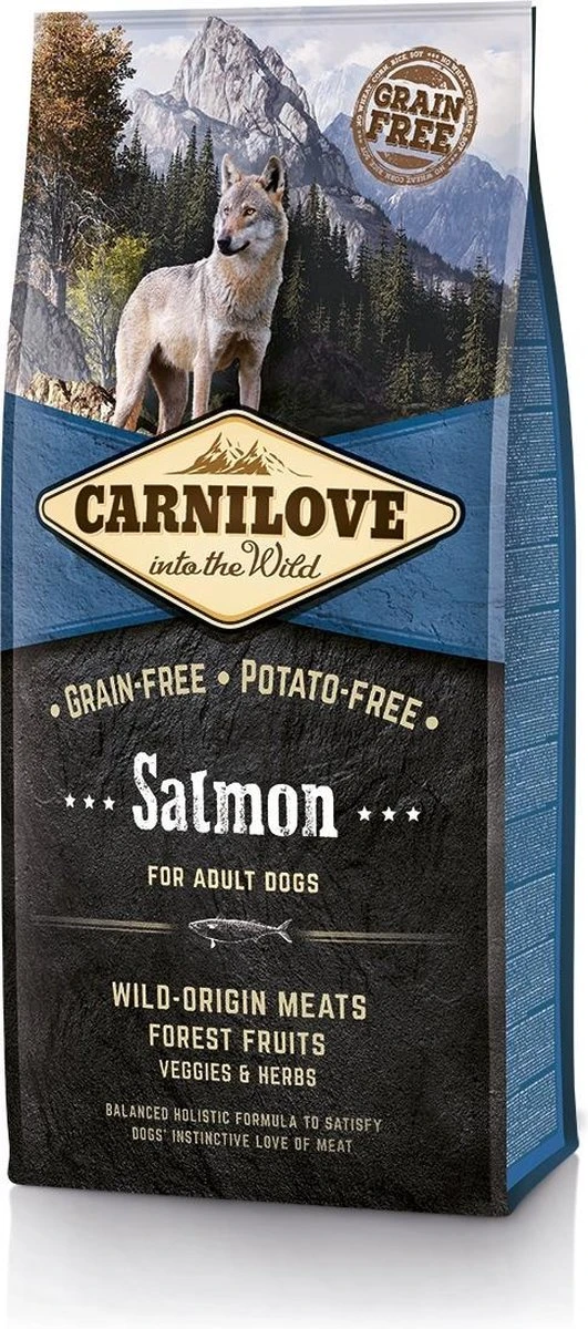 Carnilove Adult Granenvrij Hondenvoer Zalm 12kg Met 70% Vis! 1 Carnilove Adult Granenvrij Hondenvoer Zalm 12kg Met 70% Vis!