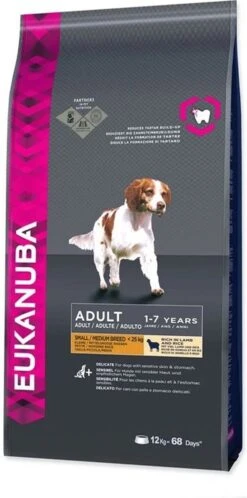 Eukanuba Dog Adult Small/Medium Breed Lamb / Rice - 12 KG -Hondenbenodigdheden Winkel 595x1200 2
