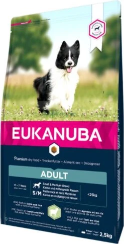Eukanuba Dog Adult Small/Medium Breed Lamb / Rice - 12 KG -Hondenbenodigdheden Winkel 611x1200 1