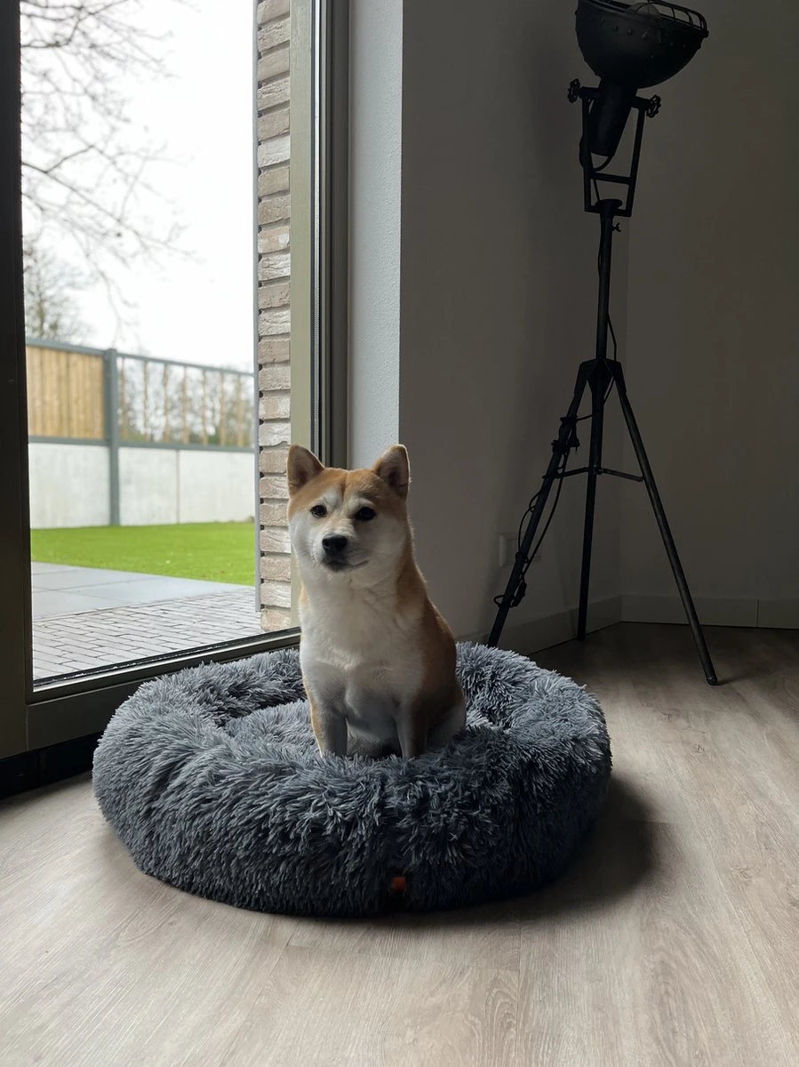 Happysnoots Hondenmand Met Rits - 80cm - Hondenbed - Donut Dog Bed - Fluffy - Grijs - Wasbaar 8 Happysnoots Hondenmand Met Rits - 80cm - Hondenbed - Donut Dog Bed - Fluffy - Grijs - Wasbaar - Afbeelding 8