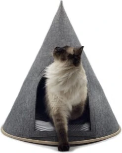 Grey Cat® - Kattenmand - Tipi Kattentent + Kussen - Vilt – Donkergrijs - Ø 57 Cm X 60 Cm -Hondenbenodigdheden Winkel 952x1200 1